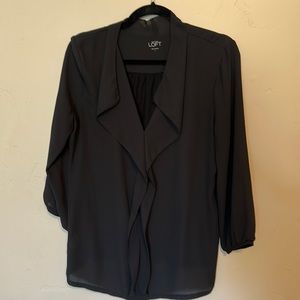 Loft black sheer dress blouse ruffles size large
